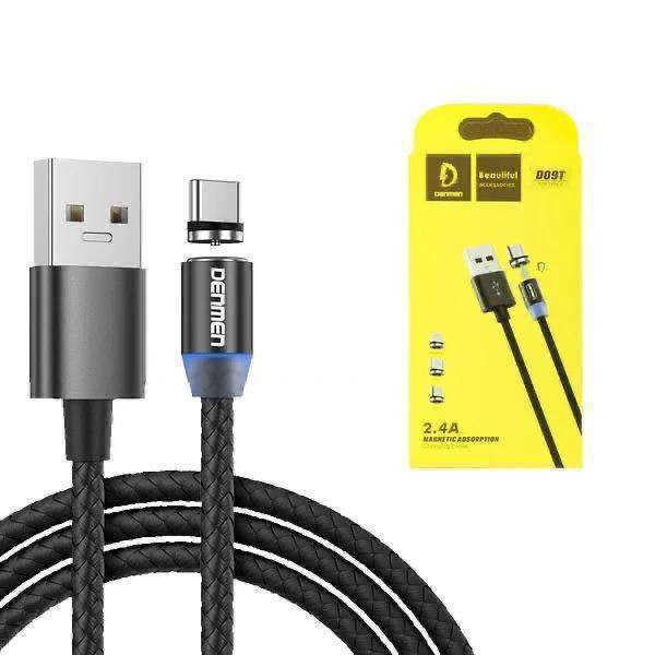 Магнитный USB кабель в тканевой оплётке Denmen D09